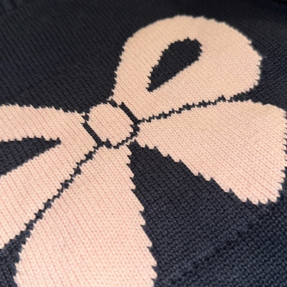 Girl’s Navy Crewneck Knit Pink Bow Sweater Top 4 - Picture 2 of 5